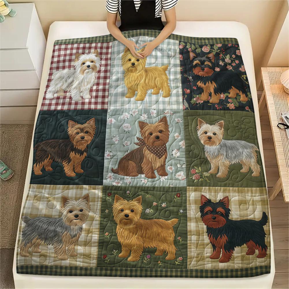 Nine grid dog cat fabric Print Flannel Blanket,High quality Comfortable for All Seasons,Home Decor,Warmth and Comfort,Perfect for Christmas Gifts