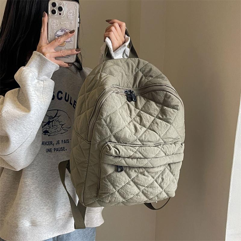 Женский рюкзак Студенческий школьный рюкзак с ромбами