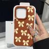 Кожаный текстурный TPU противоударный чехол для iPhone 16 Pro Max 15 14 Pro 13 12 11 с узором бант тонкий матовый мягкий чехол для телефона