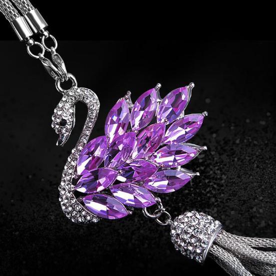 Блестящий лебедь, подвеска для автомобиля, искусственный кристалл, стразы, лебедь, шарм для зеркала заднего вида автомобиля, двусторонняя подвеска для женщин и девушек