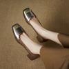 BCEBYL Summer Square Toe Thick Heel Shallow Mouth Metal Decoration Fashion Ladies Shoes NEW Elegant Banquet Party High Heels
