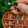 Heart Shaped Christmas Ornament Acrylic Bookshelf Xmas Tree Hanging Decorations 2D Flat