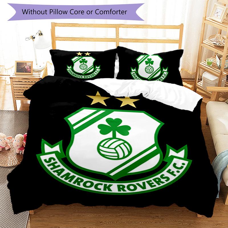 Shamrock Rovers Pattern Bedding,Quilt Set Quilt Cover Pillowcase Home Birthday Gift (1*duvet cover+2*pillowcase,without core)