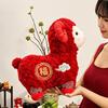 Soft Auspicious Ram Doll Embroidered Red Goat Mascot Zodiac Sheep Plush  Office Desk