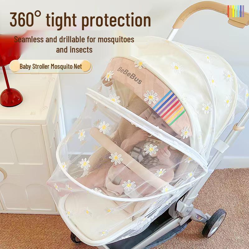 Universal Full-Cover Baby Stroller Mosquito Net - Enlarged, Dense, Anti-UV Protection for High View Strollers
