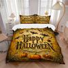 3pcs Halloween Happy Day Quilt Cover Set - Soft & Comfortable Polyester Fabric, All-Season Breathable Comforter Set For 1 Quilt Cover & 2 Pillowc