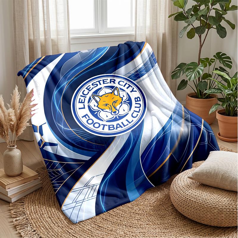 Leicester City Football Print Flannel Blanket, Soft Warm Lightweight Throw Blanket for Sofa Bed Camping