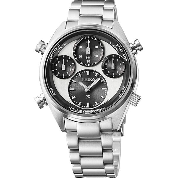 Seiko Мужской SBER001 (PROSPEX SPEEDTIMER Solar Chronograph с металлическим ремешком для мужчин) Круглые часы, серебро
