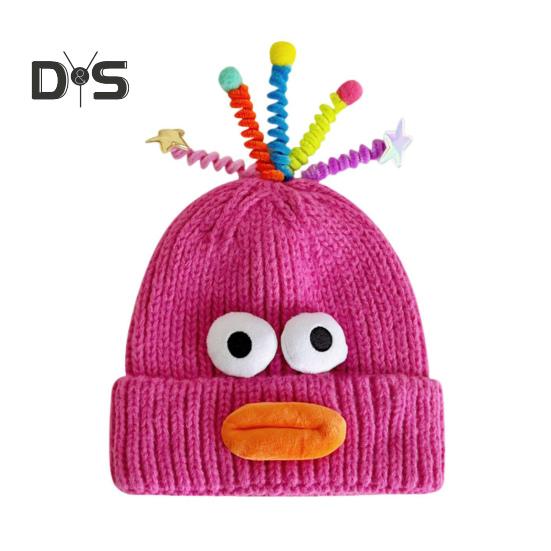Мультяшная шерстяная шапка с выдвижными щупальцами, теплая вязаная шапочка для детей, реквизит для фотосъемки, головной убор для катания на лыжах, походов, термошапка для взрослых и подростков