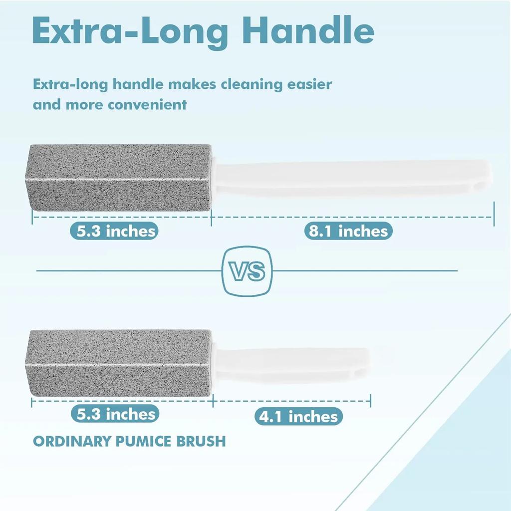Pumice Stone for Toilet Cleaning with Extra Long Handle, Premium Pumice Stone Toilet Brush, Hard Water Stain Remover Effectively