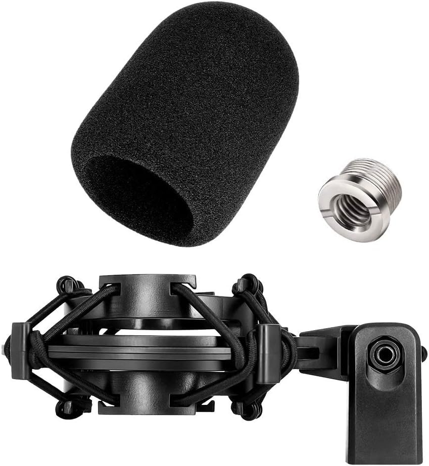 Etour AT2020 Микрофонное амортизирующее крепление с поп-фильтром, [Специально для микрофонов Audio-Technica] Антивибрационный амортизирующий держатель-клипса