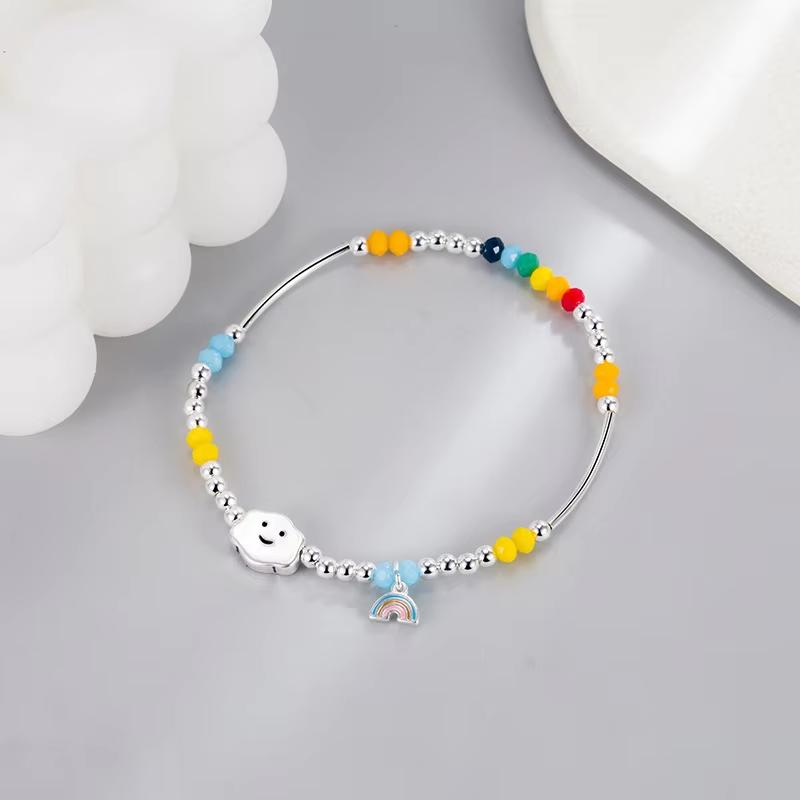 Rainbow Bear Love Beaded Pendants Bracelet for Women Y2K Elegant Trendy Handmade Bead Chain Party Jewelry Gifts
