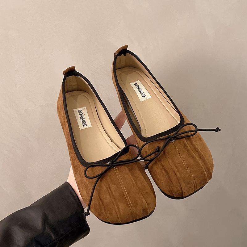 Женские квадратные носки с неглубоким носком, модные повседневные туфли на плоской подошве, весенние, новые, с бантом, матовые кожаные туфли без застежек