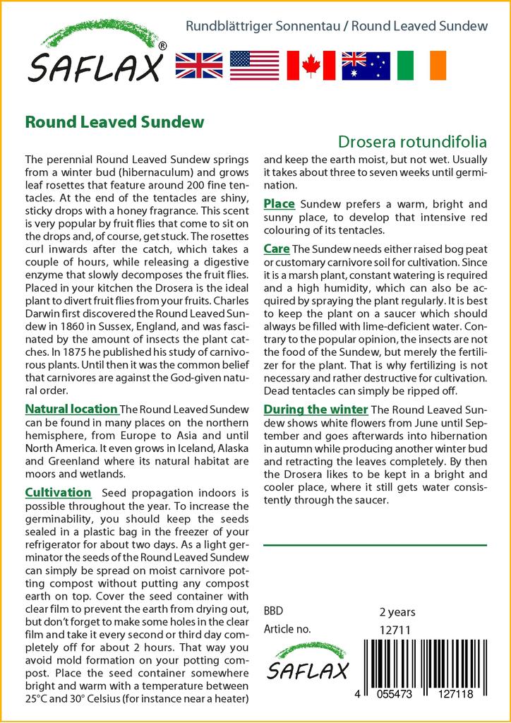 SAFLAX Росянка круглолистная - 50 семян - Drosera rotundifolia