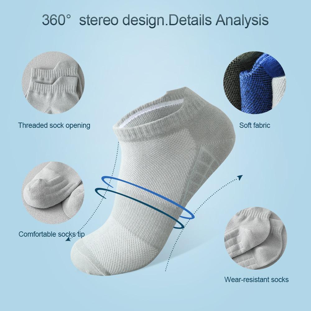 5 пар коротких носков, мужские спортивные носки для бега, мужские спортивные, фитнес-носки, удобные, сетчатые, повседневные, дышащие, черные, EU 38-45