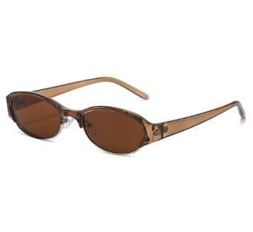 New small-frame cat's eye sunglasses, European and American personalized half-frame metal fashion oval men's and women's sunglasses