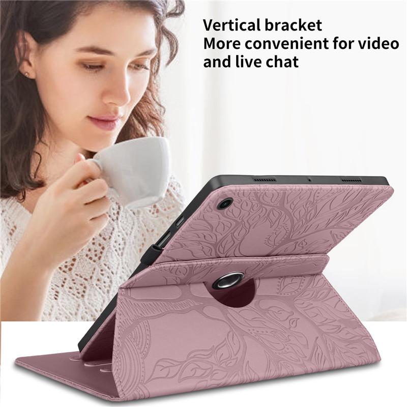 3D Emboss Tree 360 Rotating Stand Tablet Coque for Samsung Galaxy Tab A11 Plus 11inch SM-X230 SM-X236 2025 A9 Plus Tablet Cover