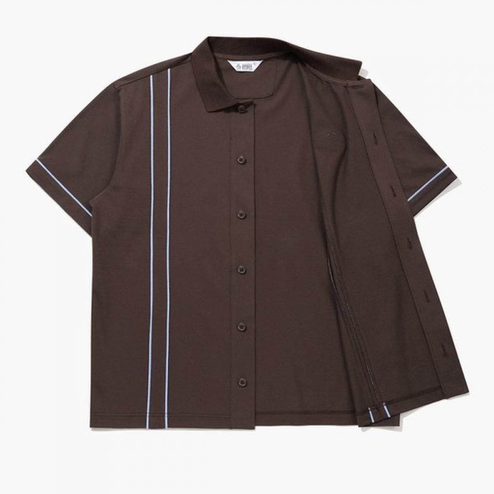 MunSingwear Men S Stripe Short Sleeve Shirt Brown mq221ptS49