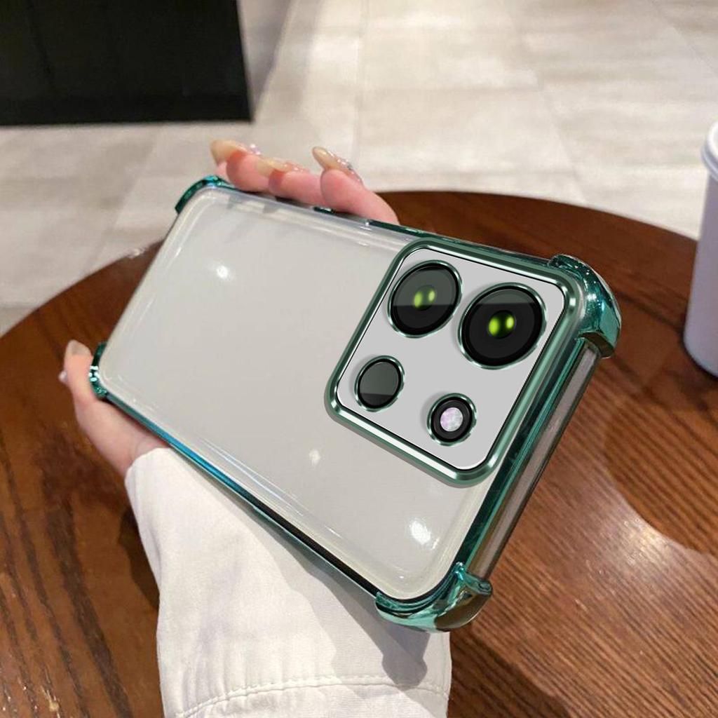 Чехол для TECNO SPARK GO 2023, POP 7, POP 7 Pro, infinix SMART 7 PLUS, SMART 7 HD 4G, SMART 7, Прозрачный чехол с цветной рамкой с гальваническим покрытием