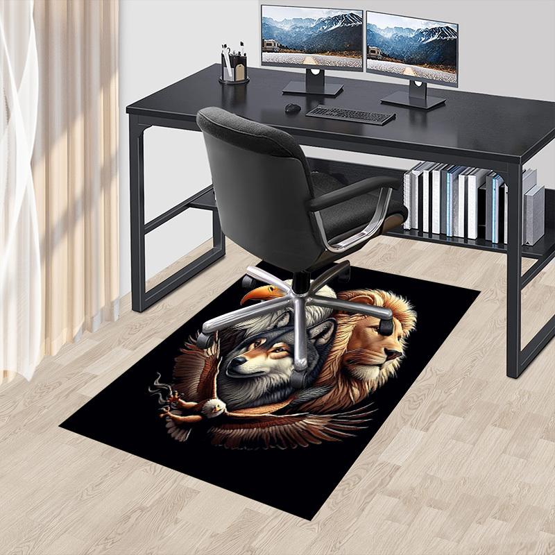 1PC Eagle Lion Wolf Non-Slip Floor Carpet Compatible for Office&Living Room&Dining room - Flat-Weave Machine- Soft & Pattern-E280