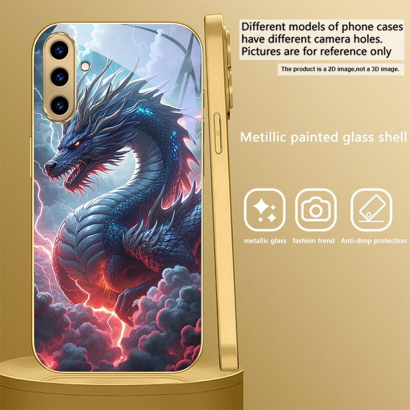 Фантастическая форма дракона Для Samsung A 01 52S A04 A05S A10 12 13 22 23 24 36 42 M02 Note 10 20Ultra 8 9 Золотой стеклянный чехол для телефона