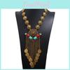 Artistic Retro Water Wave Chain Necklace With Geometric Shape For Females