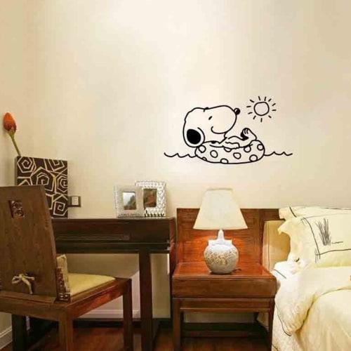 Popular Cute Snoopy Wall Stickers, 12-Piece Set, Ins-Style Korean Style, Stylish Wallpaper, Room Decor, Living Room, Window, Bathroom, Toilet, Cute Sn
