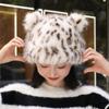 Autumn And Winter Plush Leopard Print Fisherman Hat Sub Warm Bucket Basin Hat Show Face Small Hat Women's Hat
