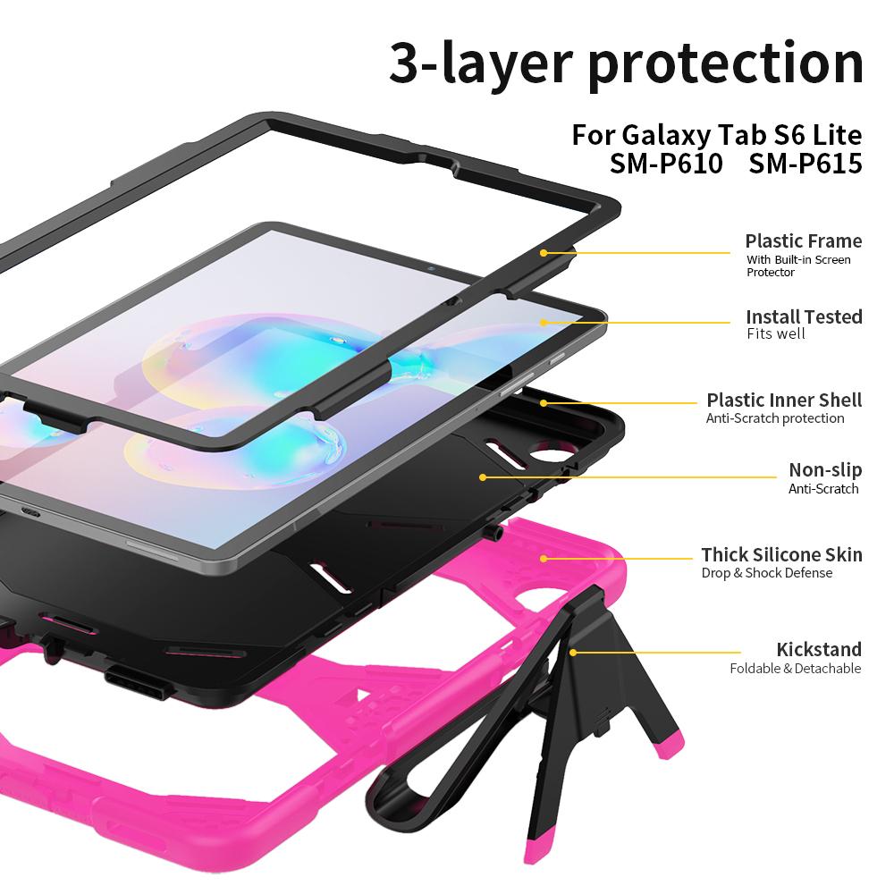 With Built-in Screen Protector Case For Samsung Tab S6 Lite 10.4 SM-P620 P613 P610 A7 10.4 T500 505 A8 10.5 X200 205 Stand Cover