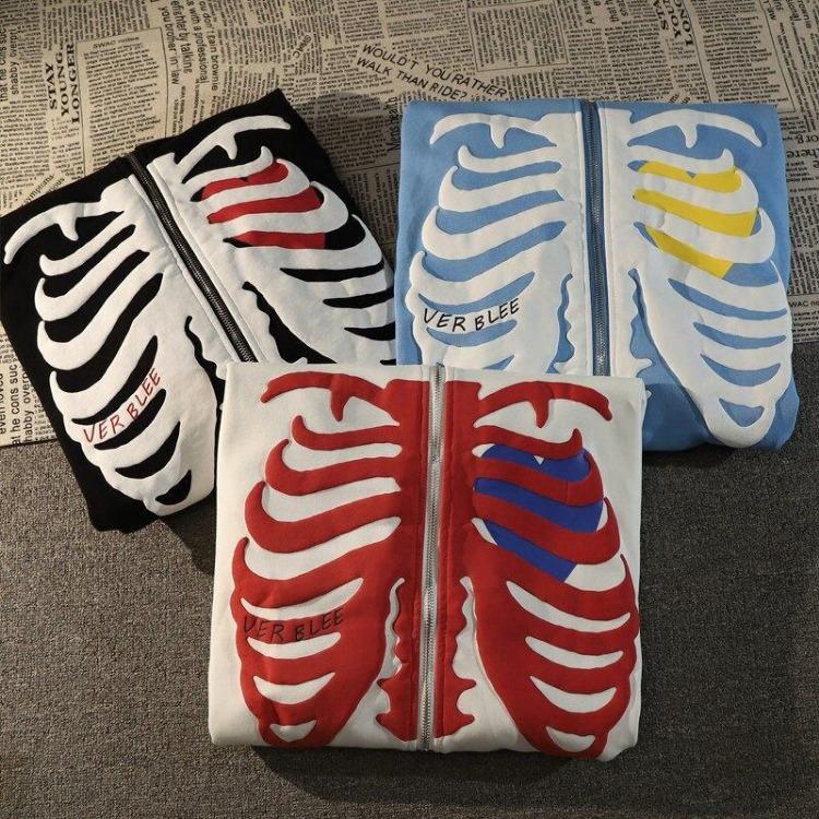 Y2K Gothic Women Oversized Hoodie Skull Print Street Fashion Loose Zipper Sweatshirt Hip Hop Harajuku Trend