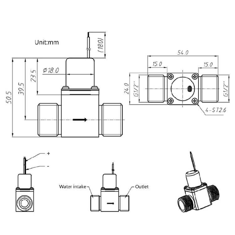 DC 4.5V 1/2" Электрический соленоид для клапана Латунный соленоид для клапана Поток воды