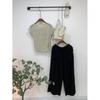 C S In The Room  Free  SCrew Pendant pIntuCk bandIng Wide pantS 3Color