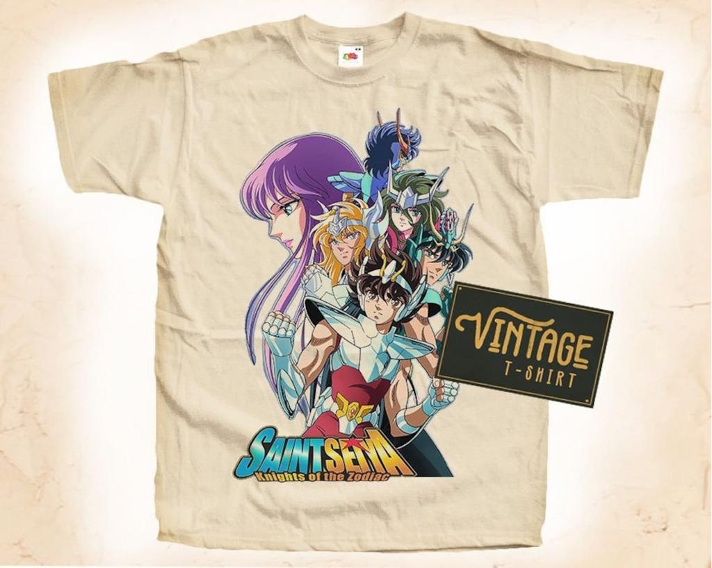 Футболка Saint Seiya V1 Винтажная Натуральный цвет Мужская футболка Цифровая печать DTG РАЗМЕРЫ S M L XL 2XL 3XL 4XL 5XL