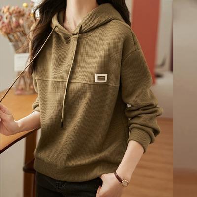 Утолщенная толстовка, женский однотонный пуловер с капюшоном, топ