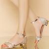 Women's Shoes Sale One-word Buckle Women's Sandals Summer Solid Sequins Open Toe Low-heeled Sweet Daily Sandals Women