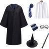 Хэллоуин Гарри Поттер Косплей Взрослая магия 7 предметов Школьная культурная выставка путешествий [DERAYEE] Одежда, халат, очки, галстук, шарф, палочка, шляпа, рубашка,