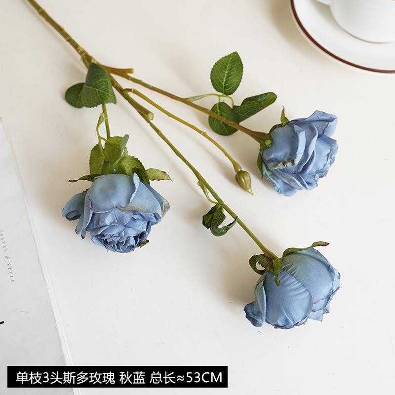 European retro roasted edge rose simulation flower home decoration fake flower wedding bouquet burnt edge simulation rose