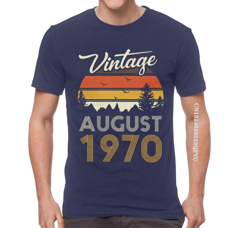 Vintage 1970 August T Shirt Mens Cotton Oversized Printing T Shirts Harajuku Tshirt 50th Birthday EMO Men Tees Tops