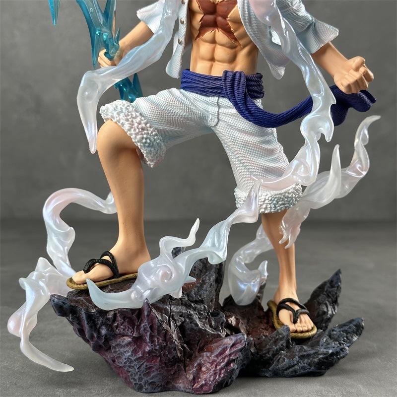 One Piece Luffy Sun God Nika Gear 5 Action Figure With Lightning Effect Collectible Model