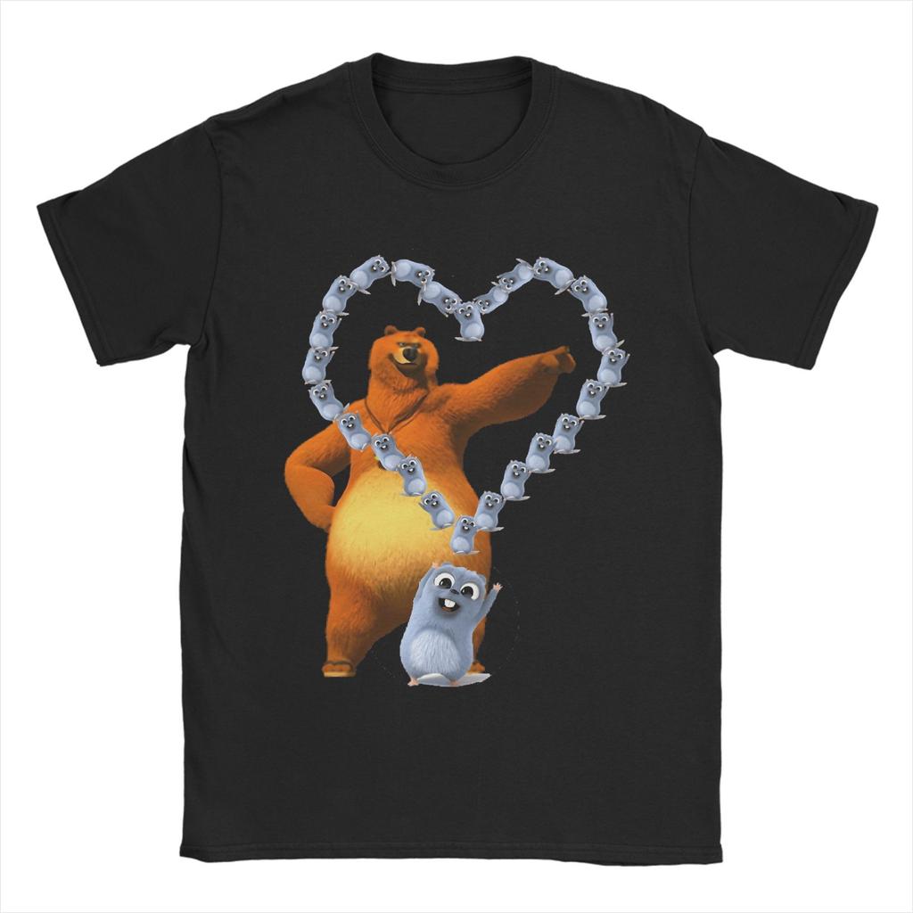 Футболка Grizzly and Lemmings Мужская Хлопковые Топы Новинка Мультяшная Круглый вырез Короткий рукав