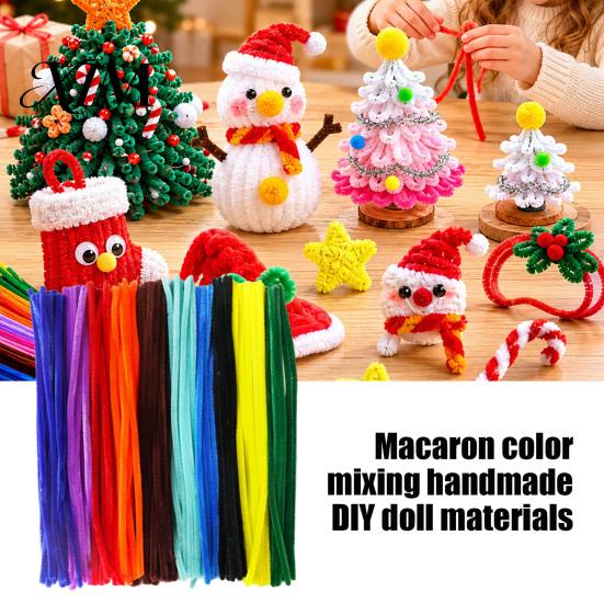Parent Child Activity Supplies 100Pcs Pipe Cleaners for Handicrafts, Flexible Chenille Stems DIY Fluffy Craft Sticks Sculpting Art Projects,