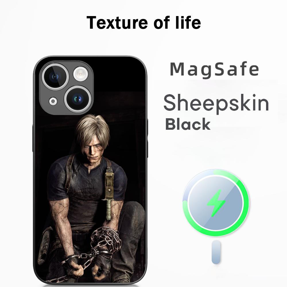 Ада Вонг X Леон горячий игровой плакат Чехол для телефона для iPhone 17 16 15 14 13 12 Plus Pro Max Высококачественная Люксовая Овечья кожа Magsafe