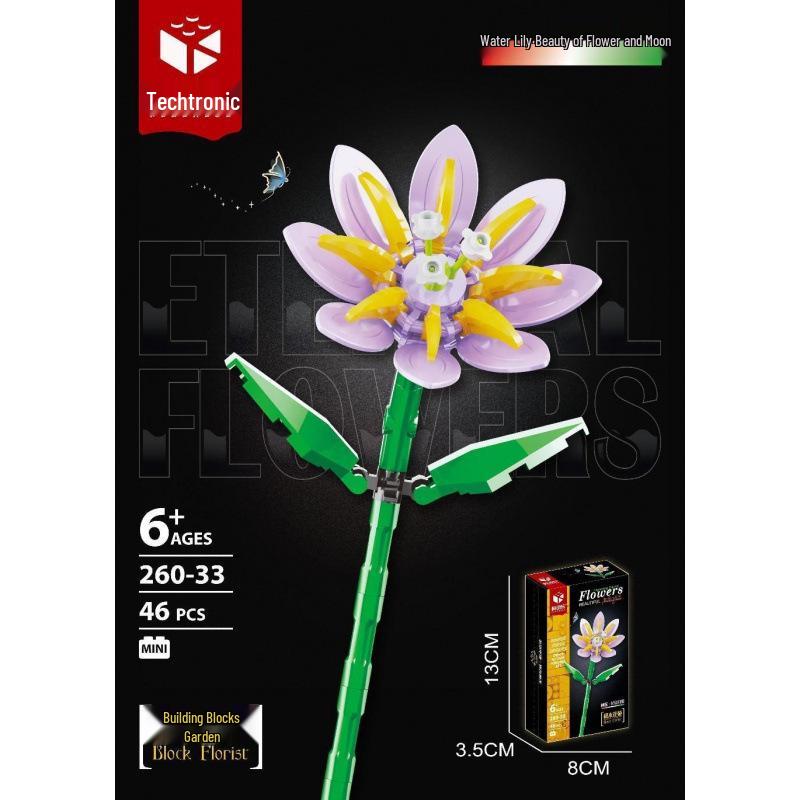 Tulip Lego-Compatible Everlasting Flower Building Blocks: Puzzle Ornament Potted Plant Toy, Valentine's Day Rose Gift.