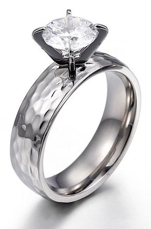 Silver Wedding Ring 316L Steel S.19