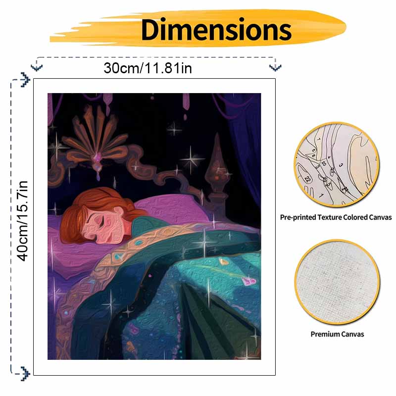 Disney Princess Anna sleeping star night oil painting kit digital painting art handmade diy home room decorations