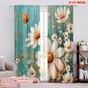 2D flat printing 2pcs Curtain Party Window Curtains Spring Daisies and Butterflies Digital Printed Polyester Drapes Birthday