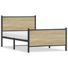 Metal Bed Frame without Mattress Sonoma Oak Finish 107 x 203 cm