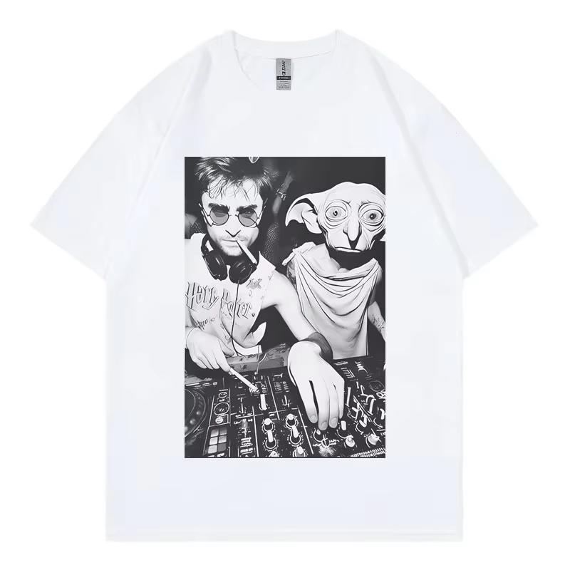 Dobby the House Elf DJ Fun Meme Gótico Camiseta Casual Y Relajada De Manga Corta Retro