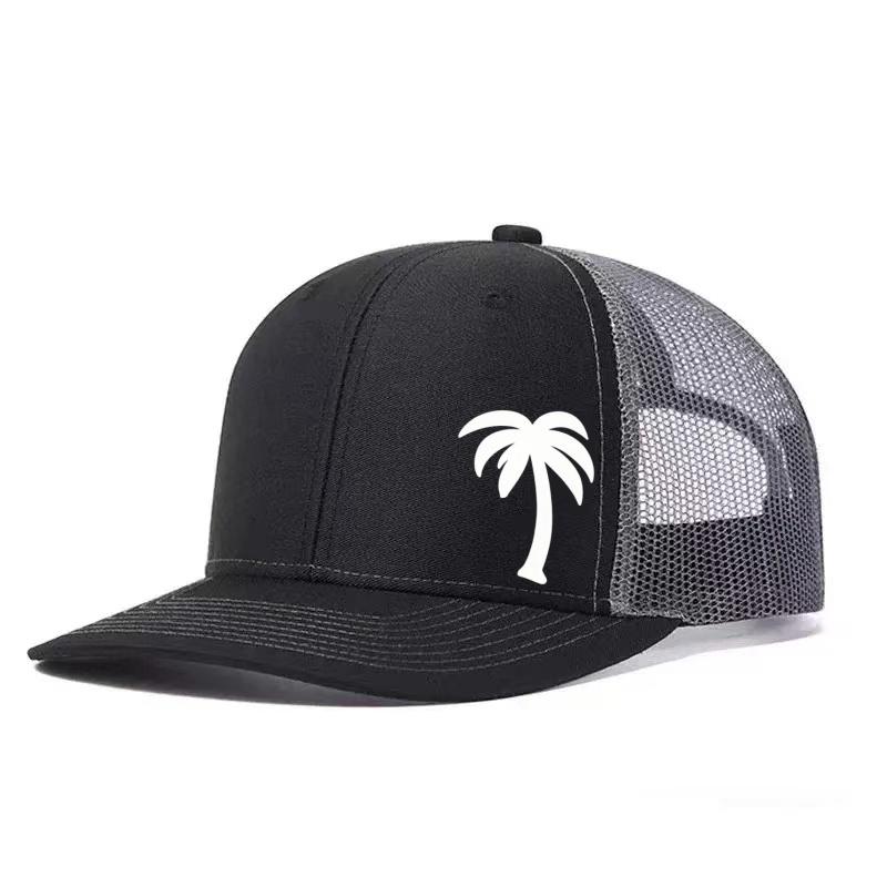 Регулируемая бейсболка Snapback с принтом пальмы, кепка для отца, дышащая сетчатая кепка Trucker, кепка для гольфа, рыбалки, для активного отдыха, от солнца