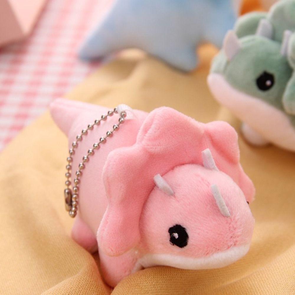 Cartoon Dinosaur Plush Keychain Soft Triceratops Keyring Funny Dinosaur Doll Pendant Girls